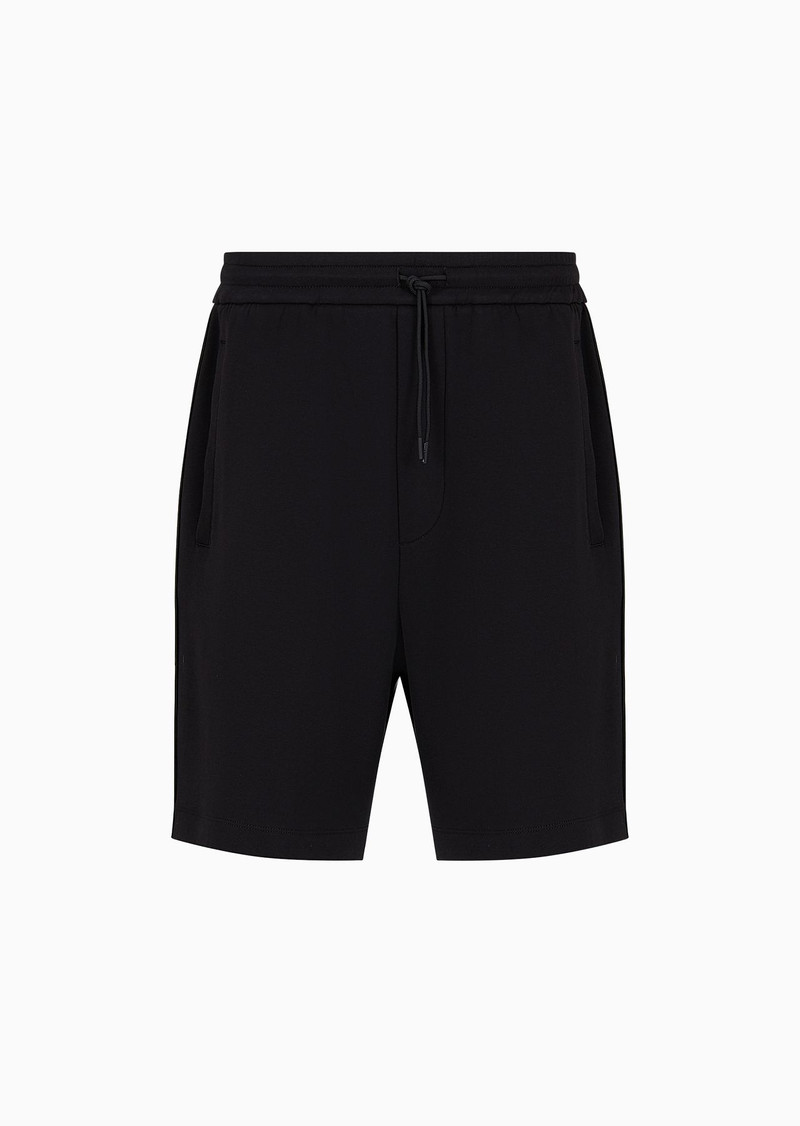 Double-jersey drawstring Bermuda shorts with logo tape 1