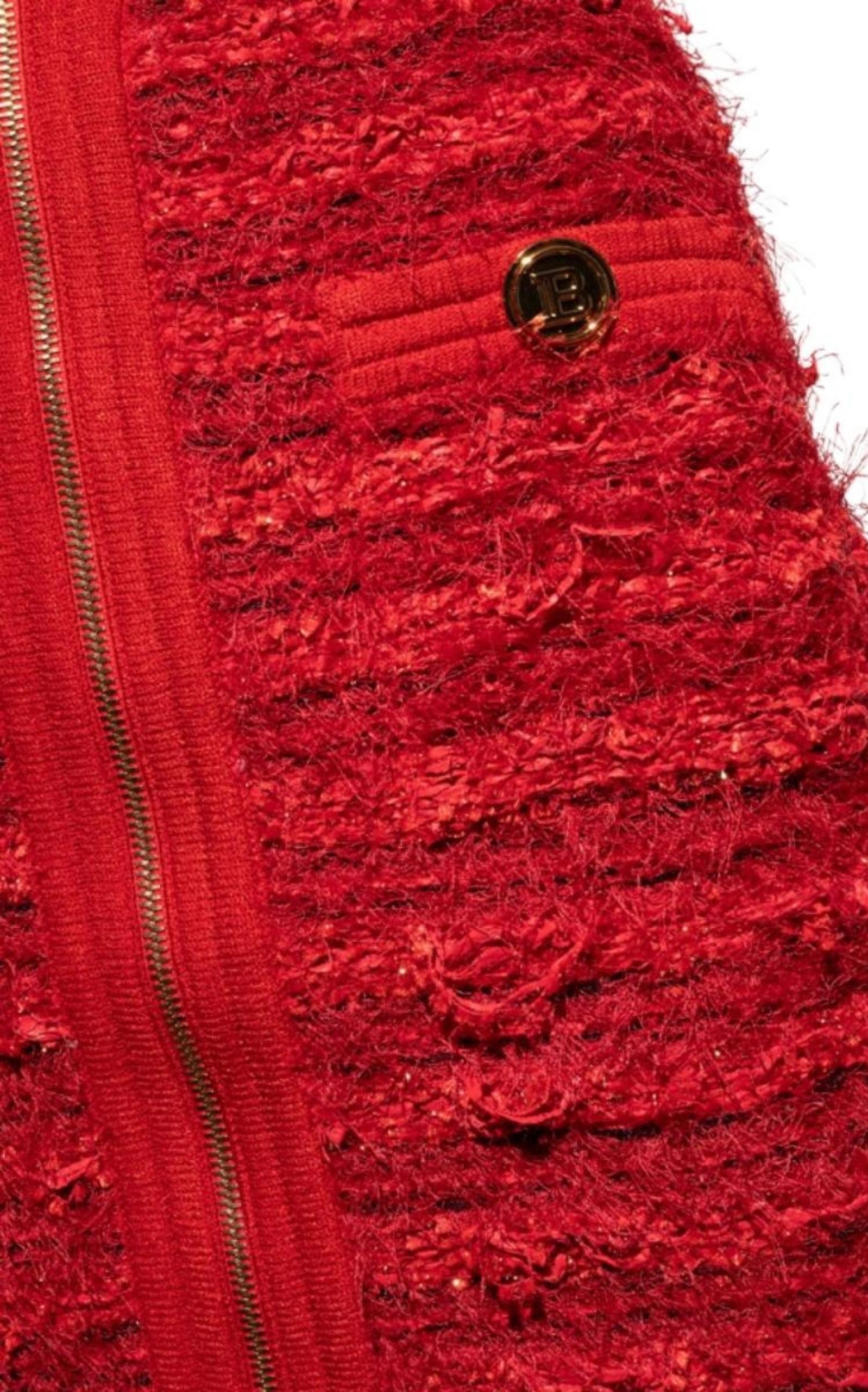 Zipped Tweed Mini Skirt - 8