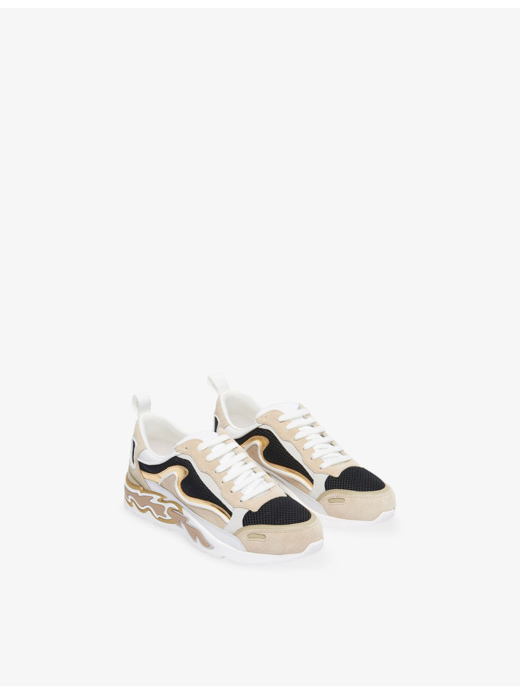 Flame leather and mesh trainers - 3