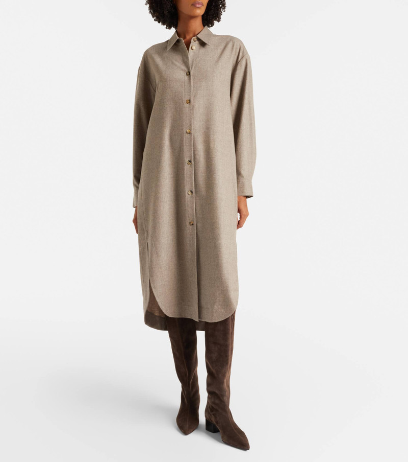 KHAITE Gloria wool and cashmere shirt dress outlook