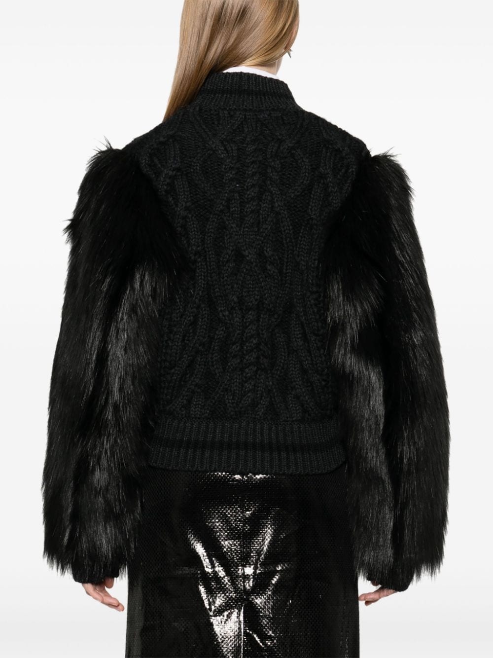 faux-fur trim cardigan - 4