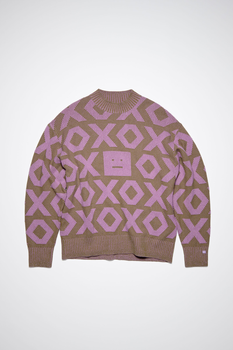 Face logo jumper - Khaki beige/smoky purple 1