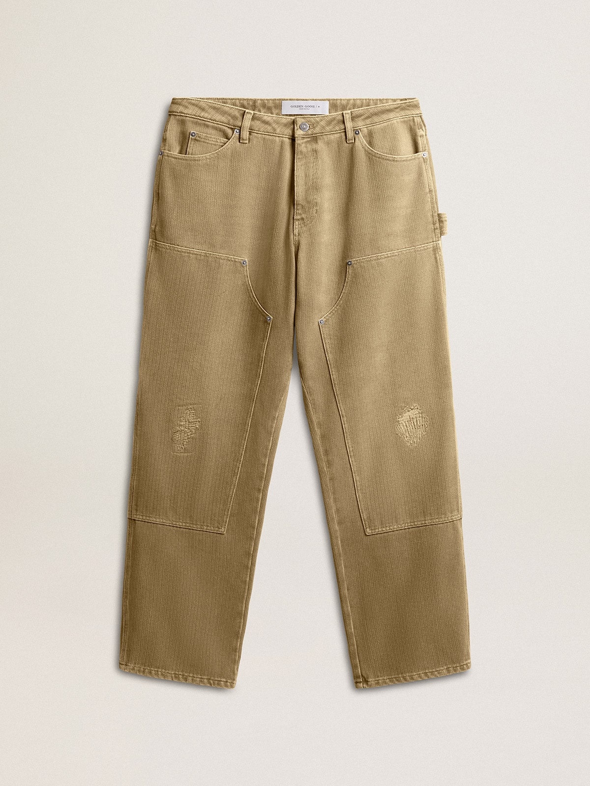 Men's distressed-effect cotton pants - 1