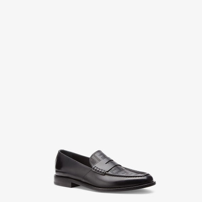 FENDI Black leather loafers outlook