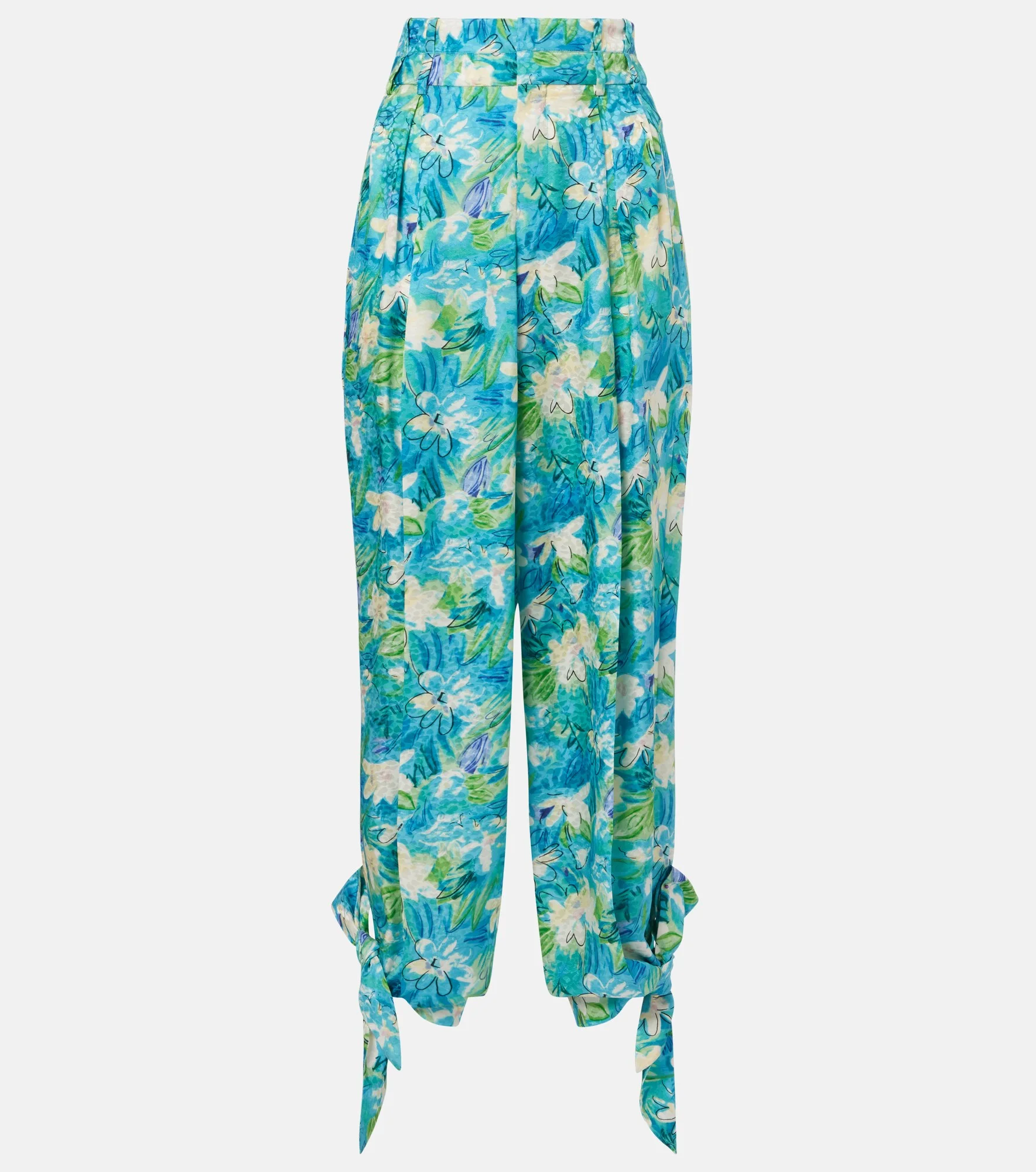 Floral silk balloon pants - 1