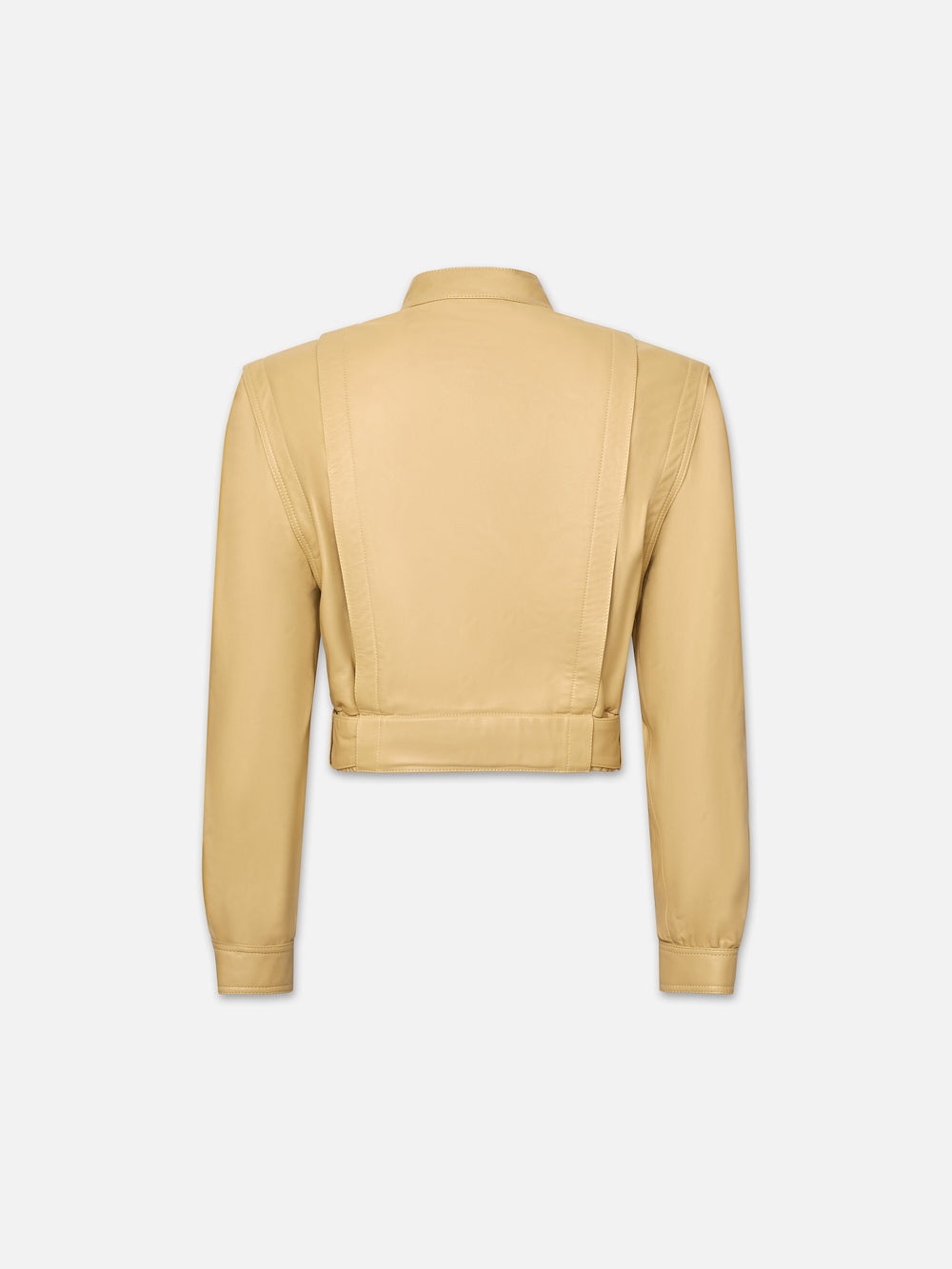 Cinched Waist Leather Jacket in Butter - 5