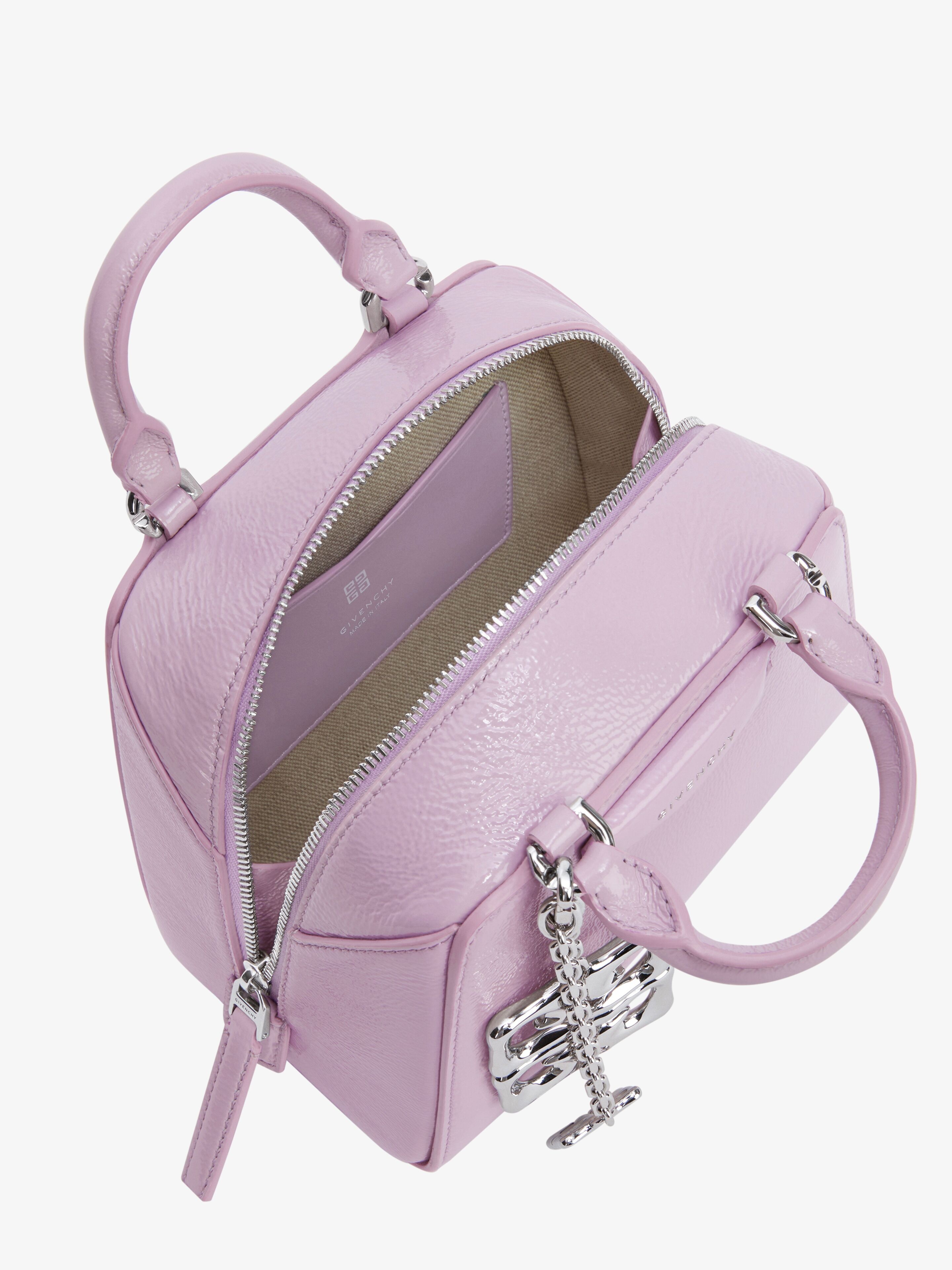 NANO ANTIGONA CUBE BAG IN PATENT LEATHER WITH CHARM - 5