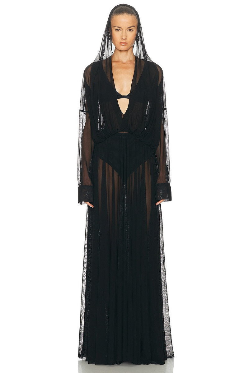 Hooded Super Oversized Boyfriend Shirt Flared Gown 2