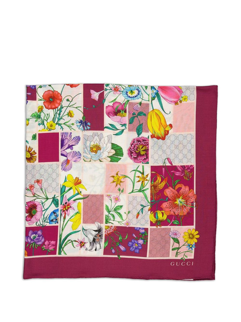 floral-print block-design scarf 1