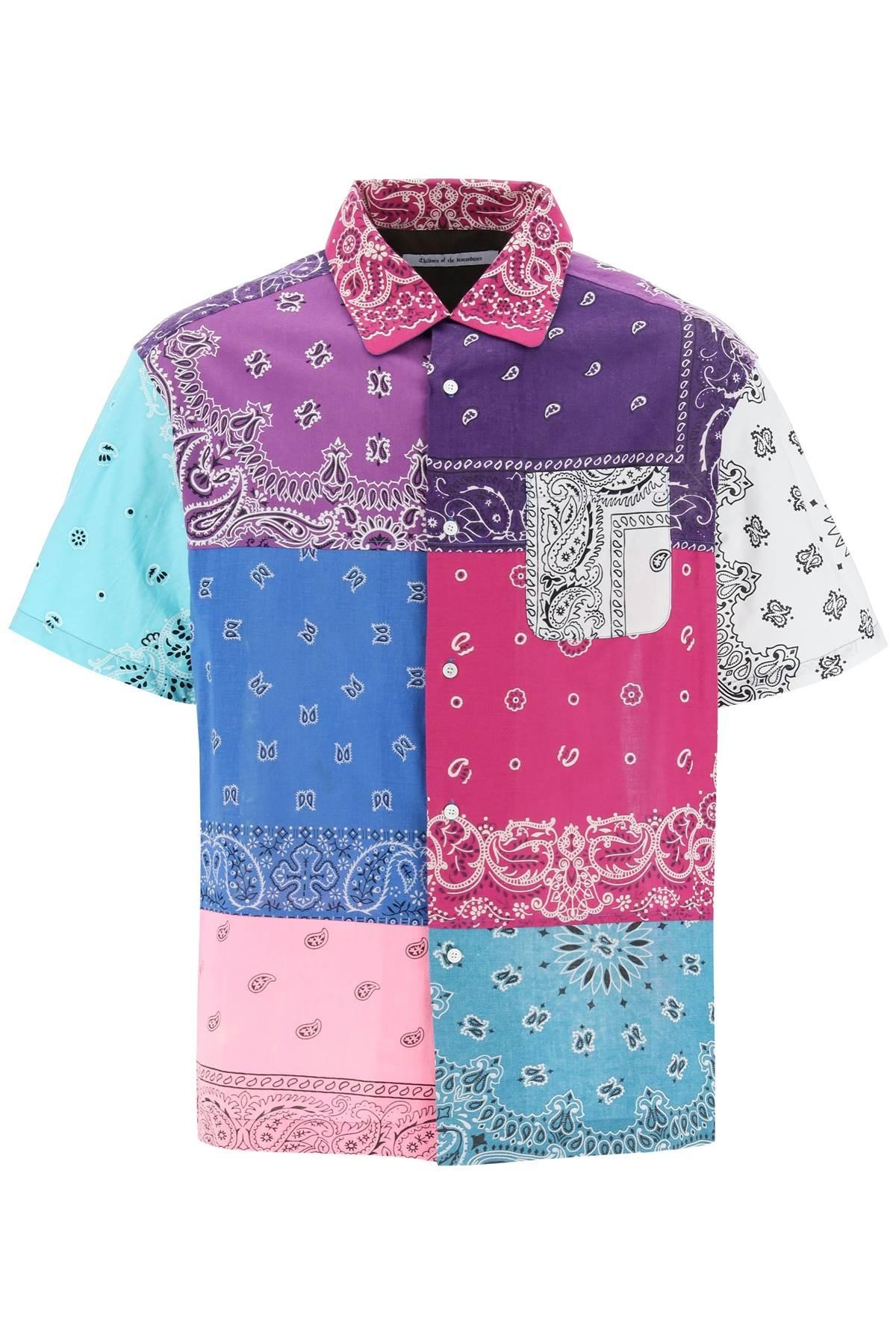 SHORT-SLEEVED PATCHWORK SHIRT WITH BANDANA PRINTS - 1