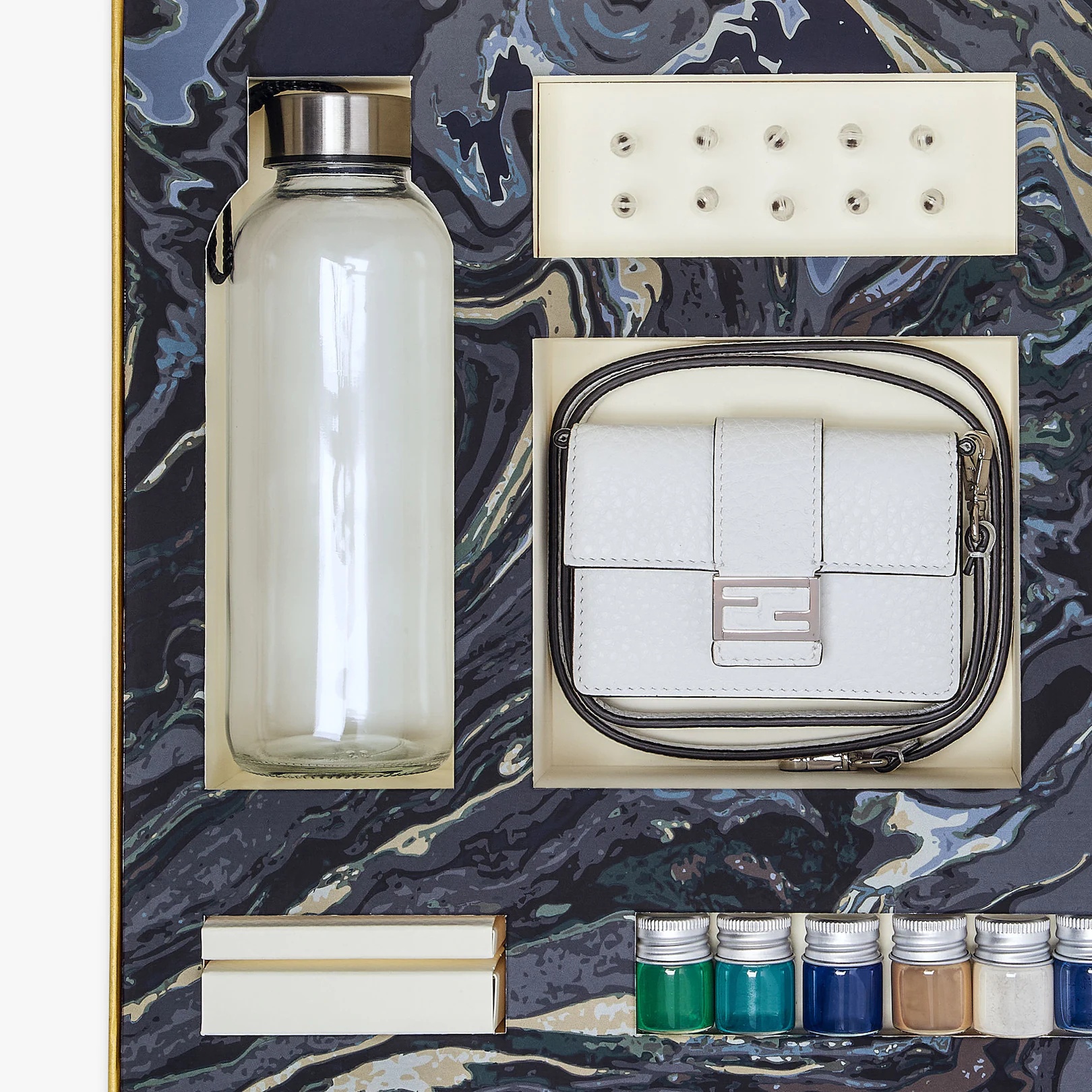 Leather bag with Fendi marbling kit - 2