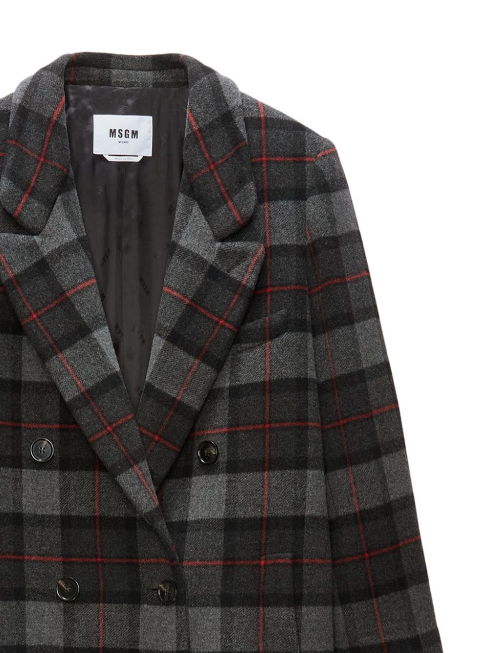 checked double-breasted coat - 6
