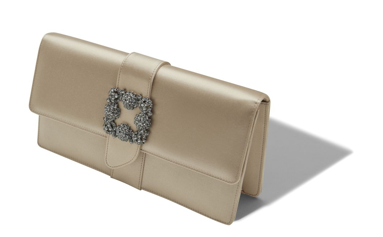 Blush Satin Jewel Buckle Clutch - 2