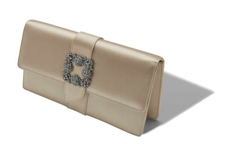 Manolo Blahnik Blush Satin Jewel Buckle Clutch outlook