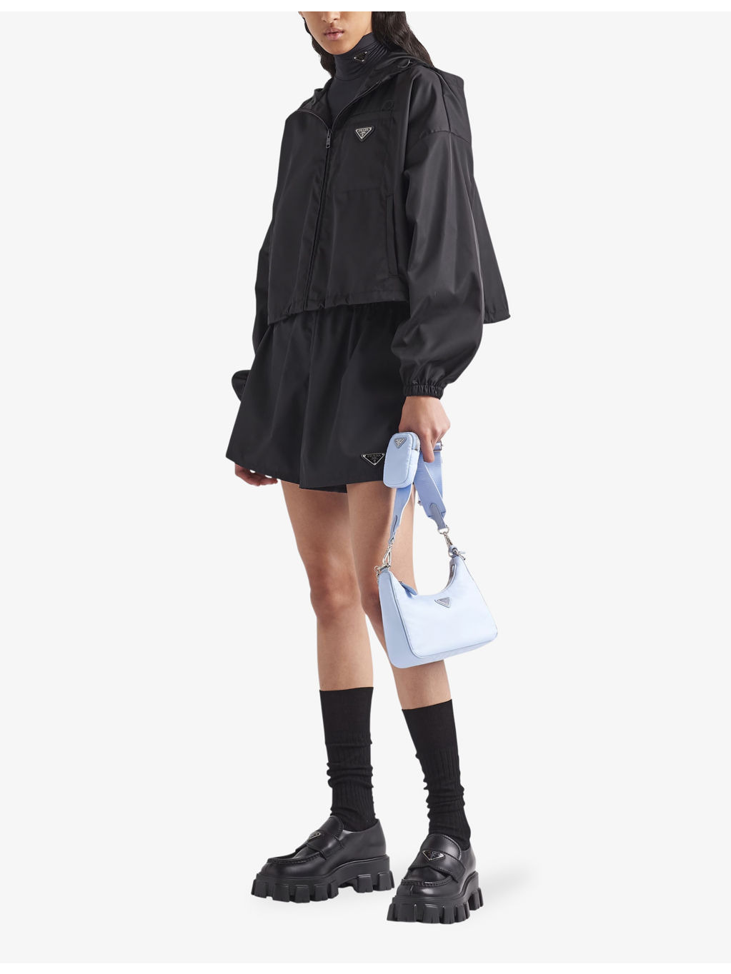 Re-Nylon brand-plaque recycled-nylon hooded jacket - 2
