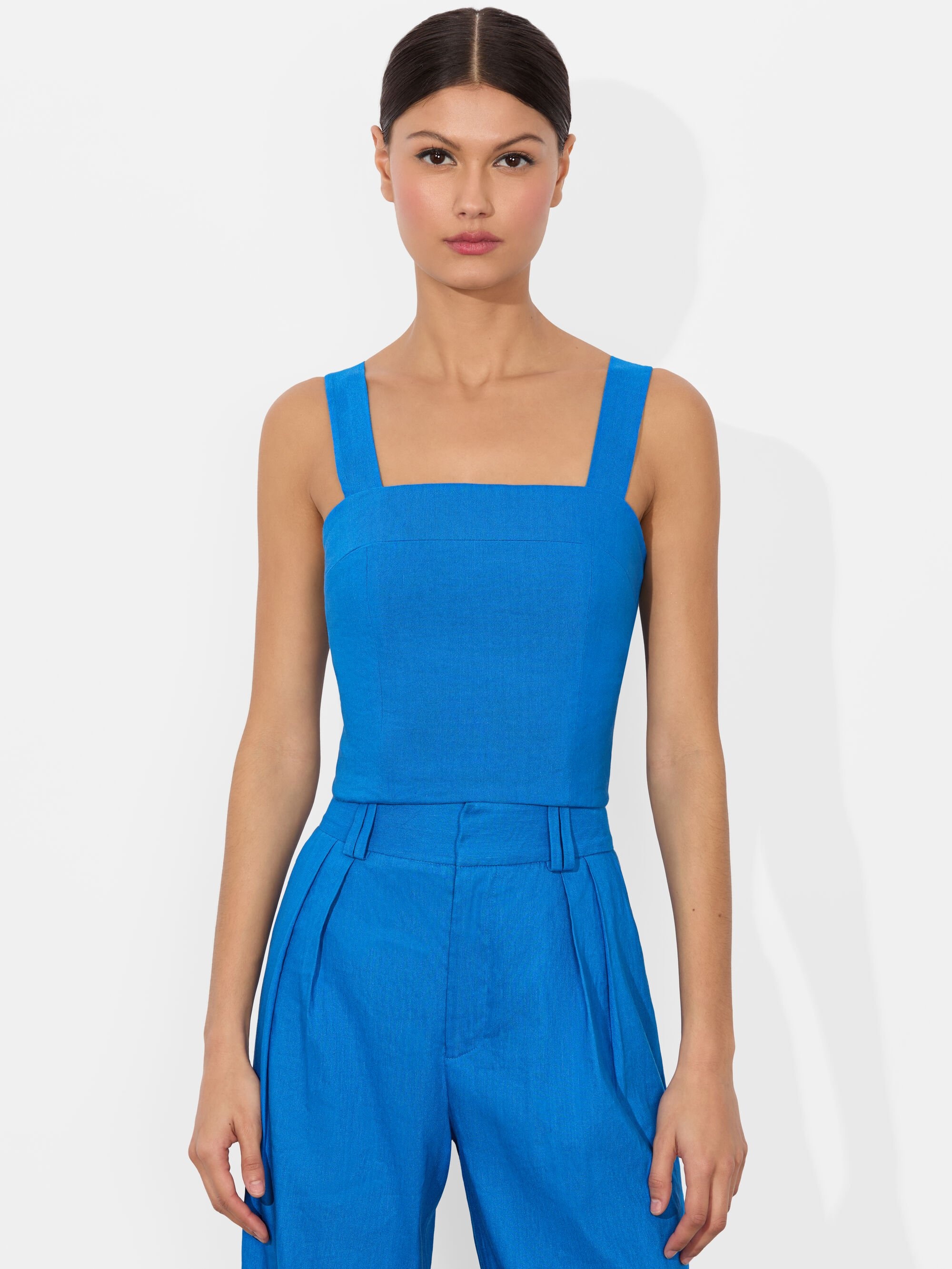 NATALIA LINEN LACE UP TOP - 2