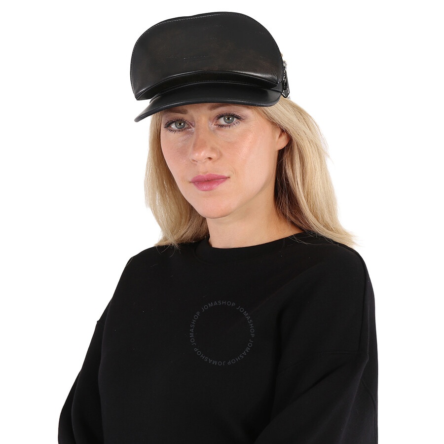 Burberry Black Leather Zip-Pocket Visor - 2
