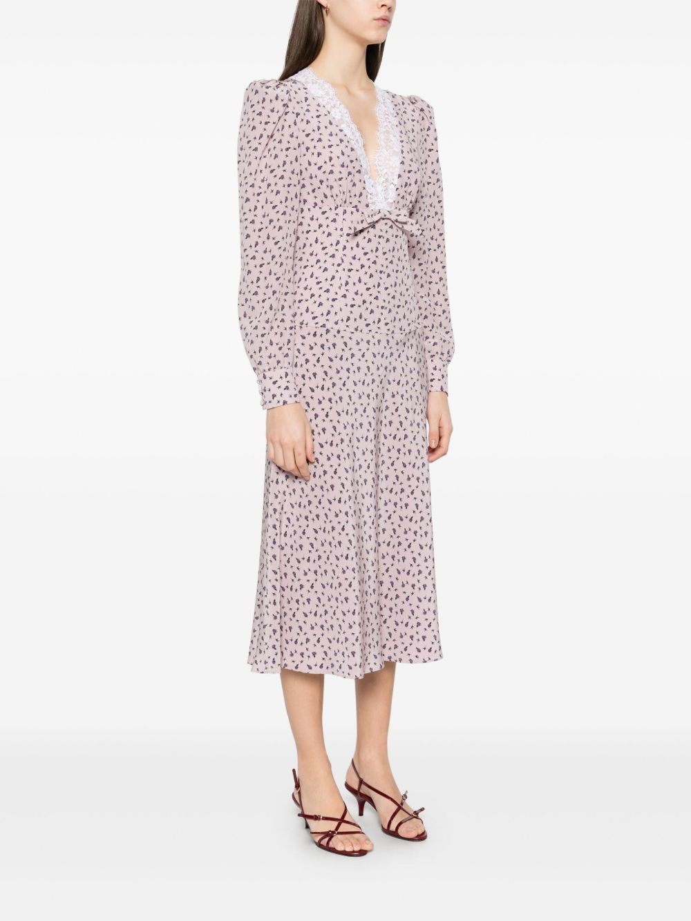 rose-print midi dress - 3