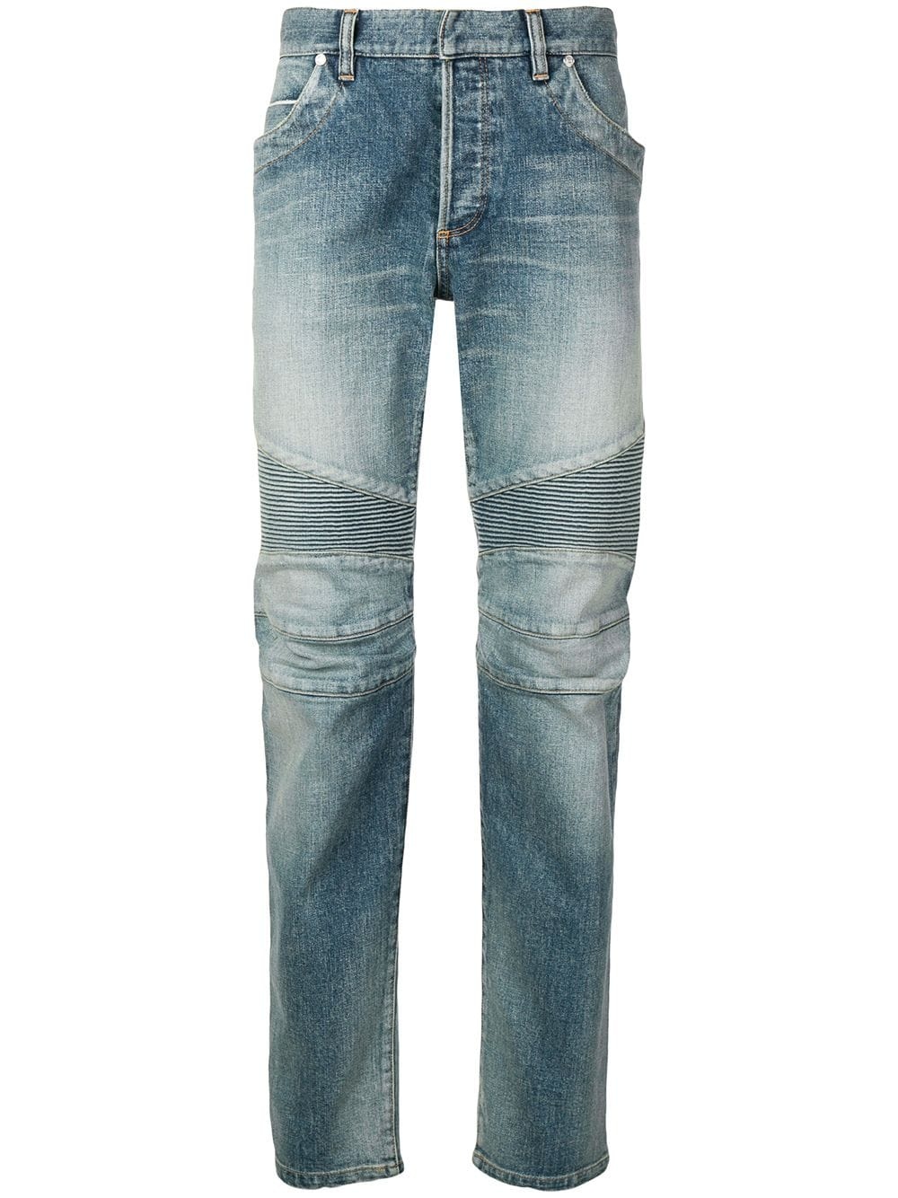 washed biker jeans - 1