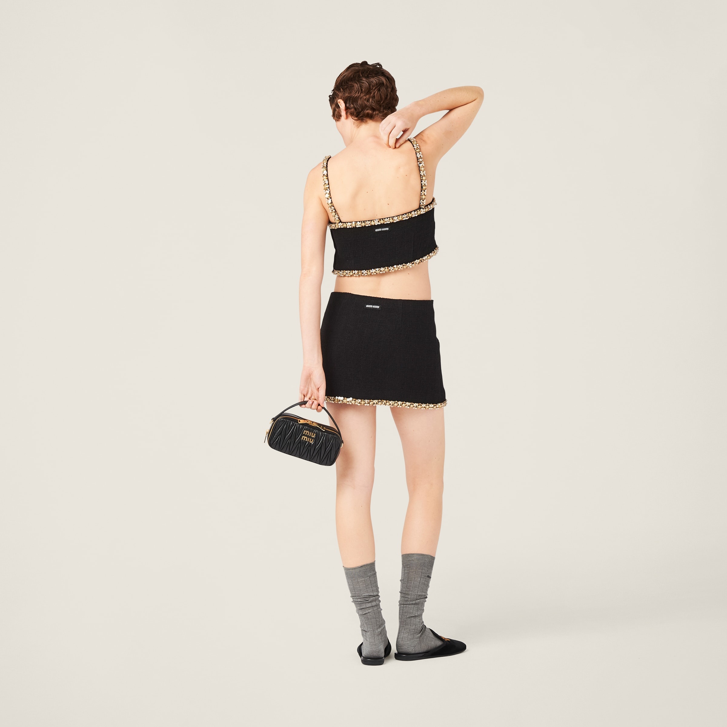 Embroidered tweed top - 3