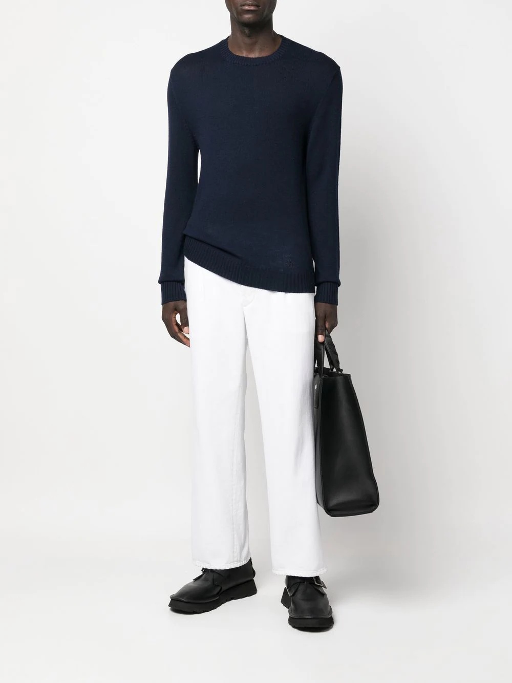 embroidered-logo crew neck jumper - 2