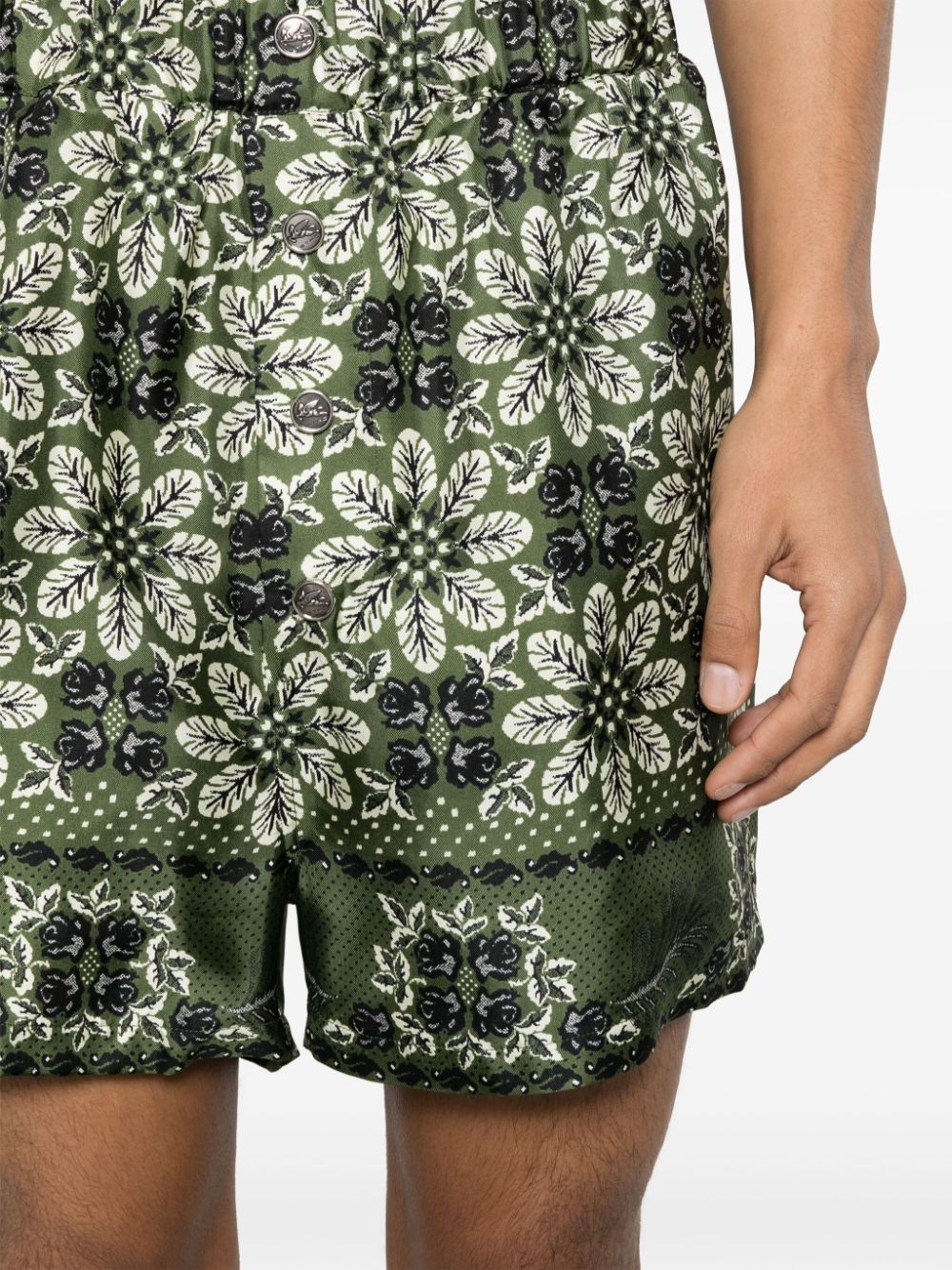 floral-print silk shorts - 5