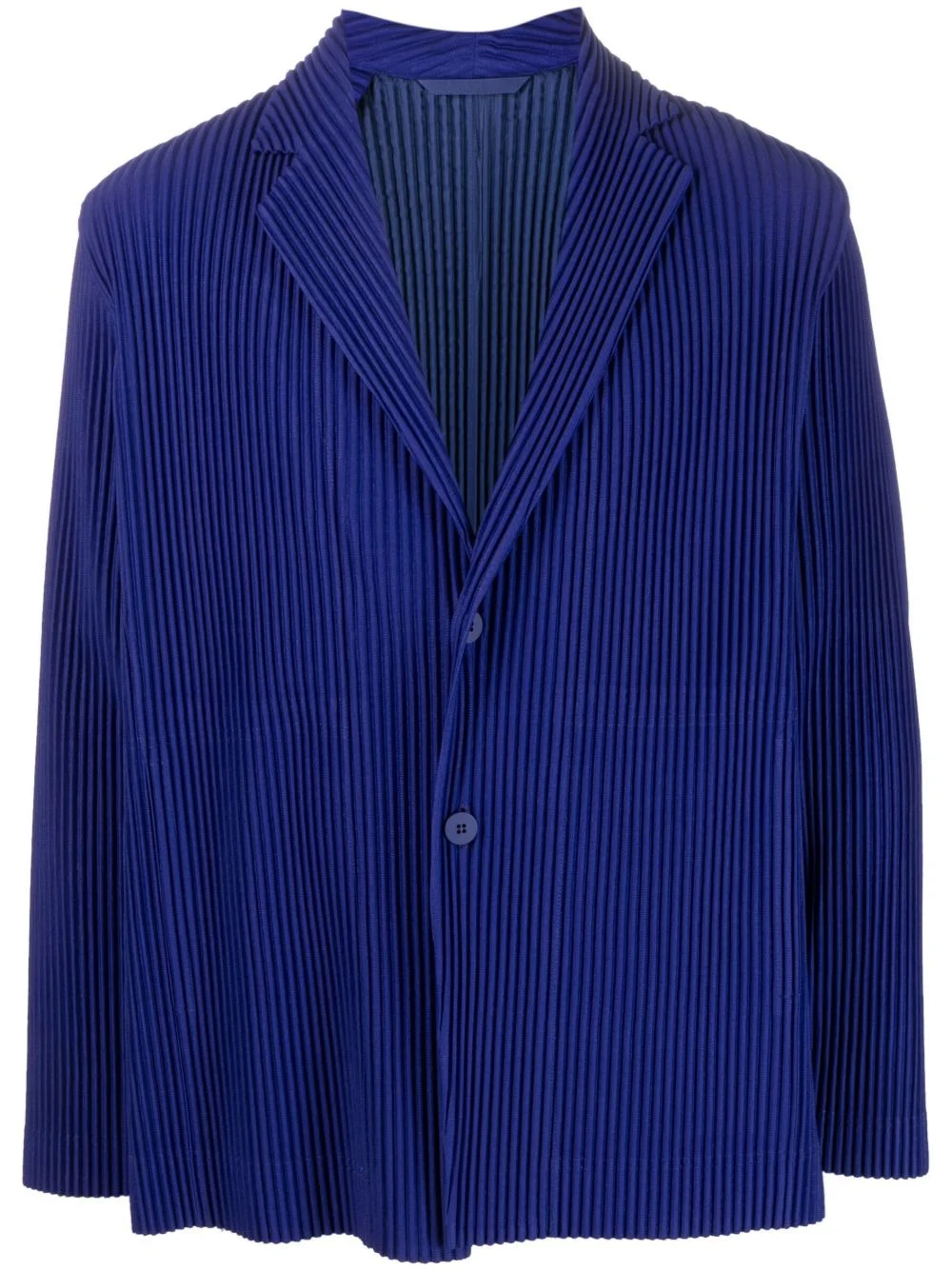 ribbed single-breasted blazer - 1