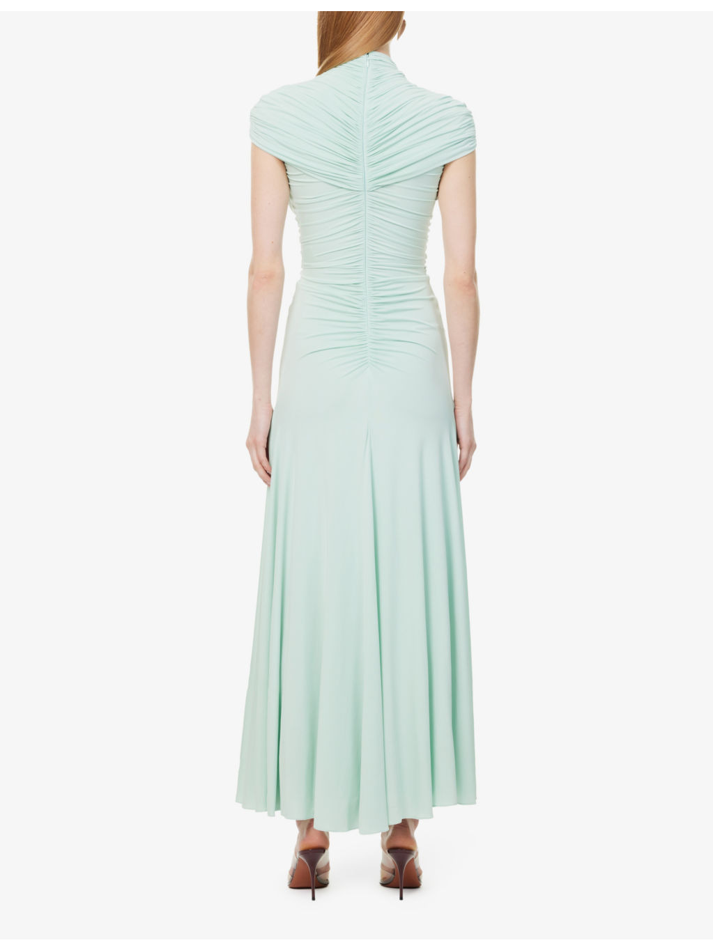 Flared Ruched Stretch-Woven Maxi Dress - 4