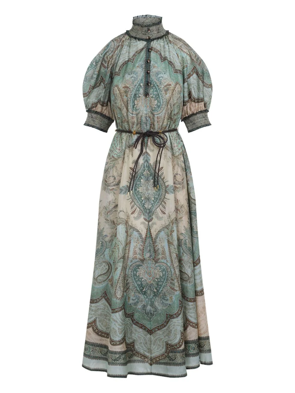 high-neck paisley silk dress - 1
