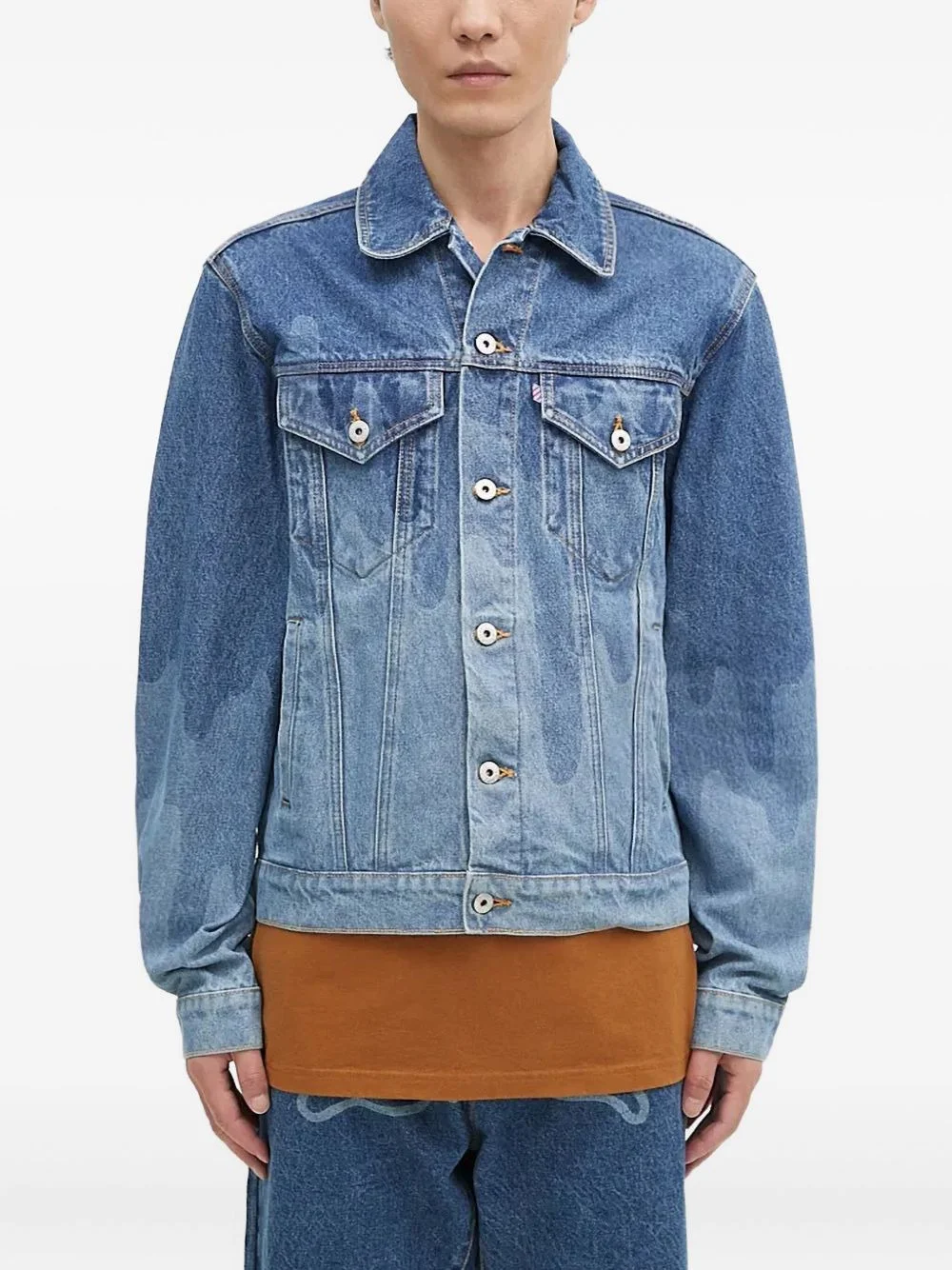 dripping-logo denim jacket - 1