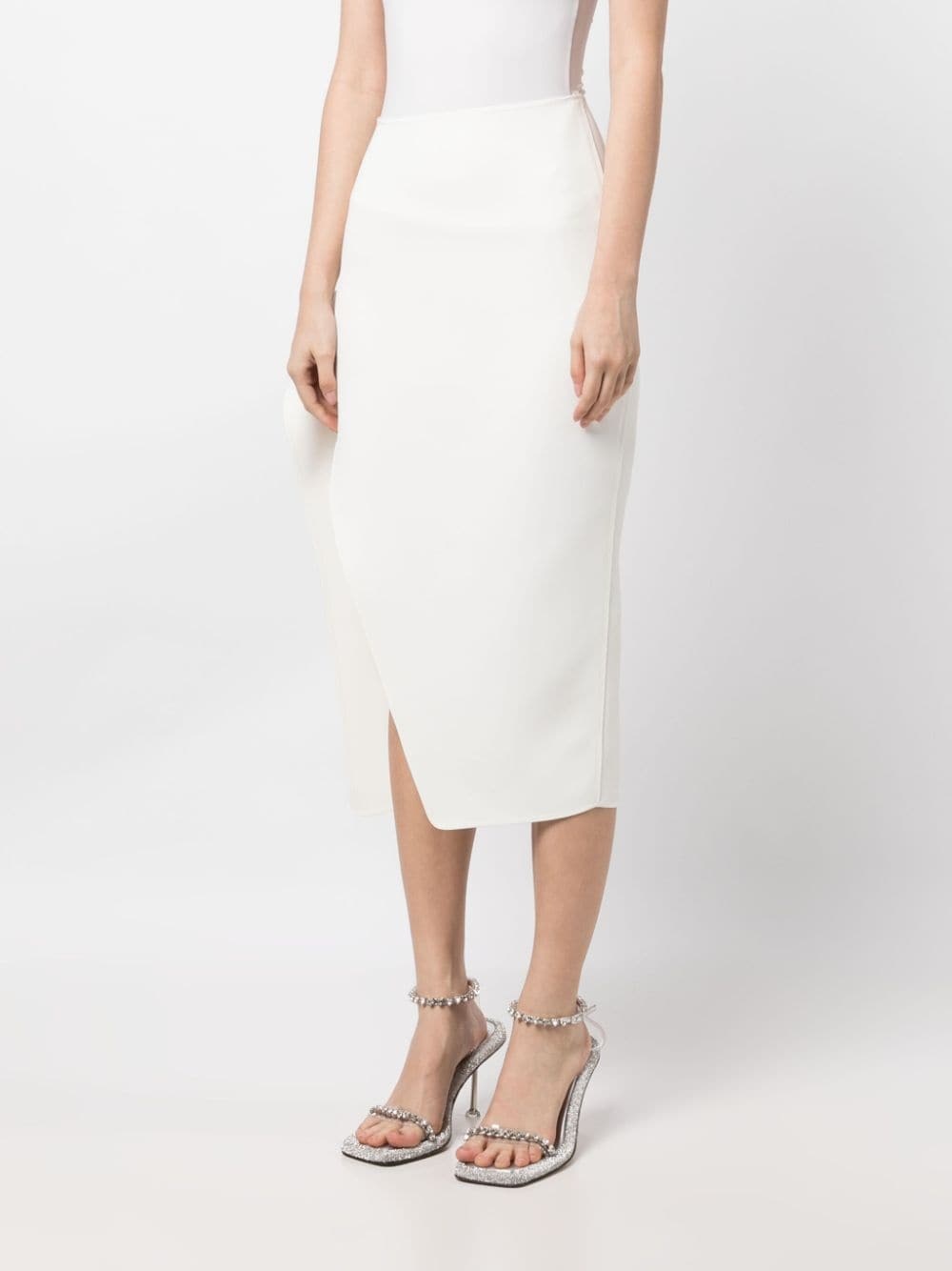 high-waisted side-slit midi skirt - 3