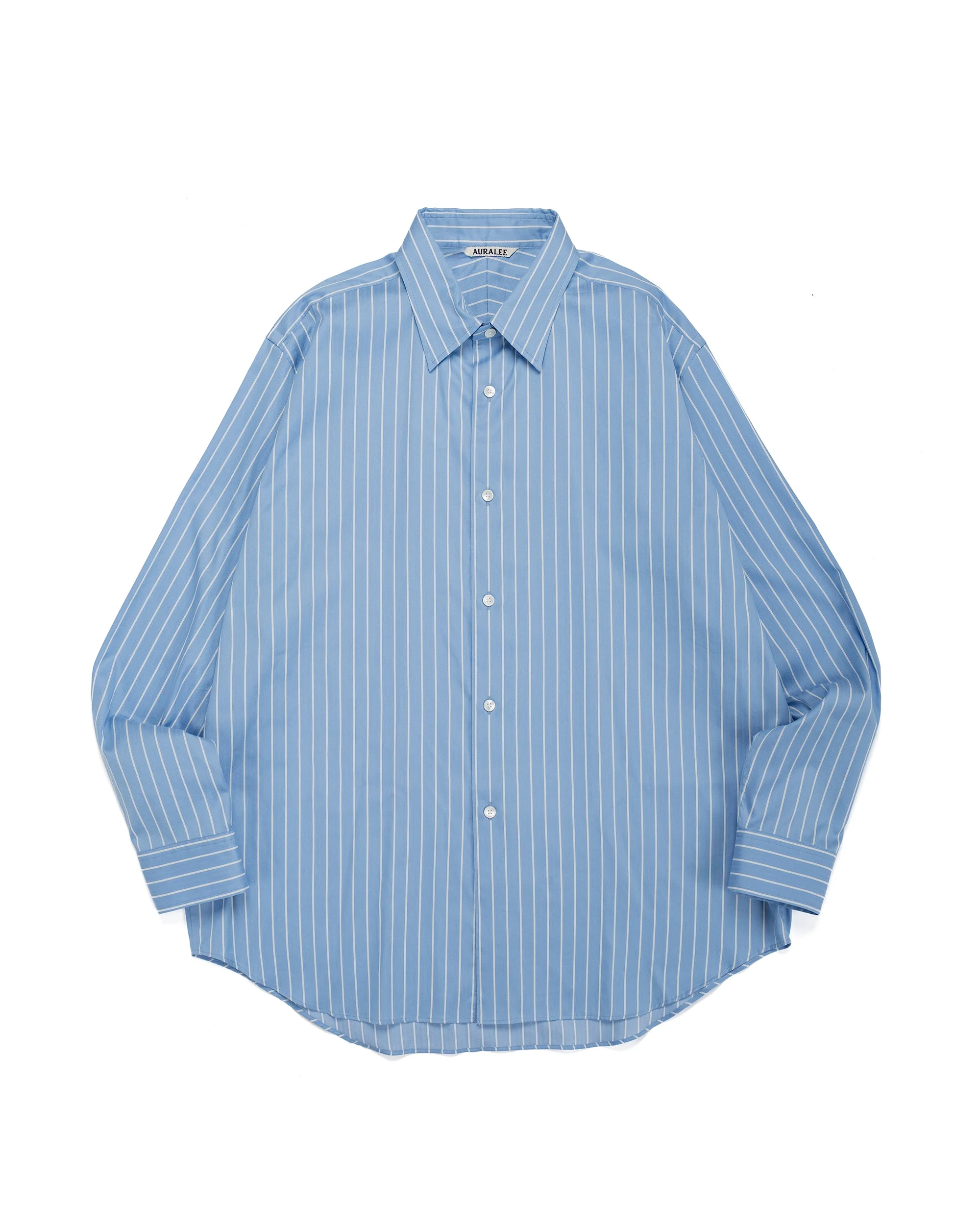 Cotton Silk Stripe Shirt Sax Blue Stripe - 1