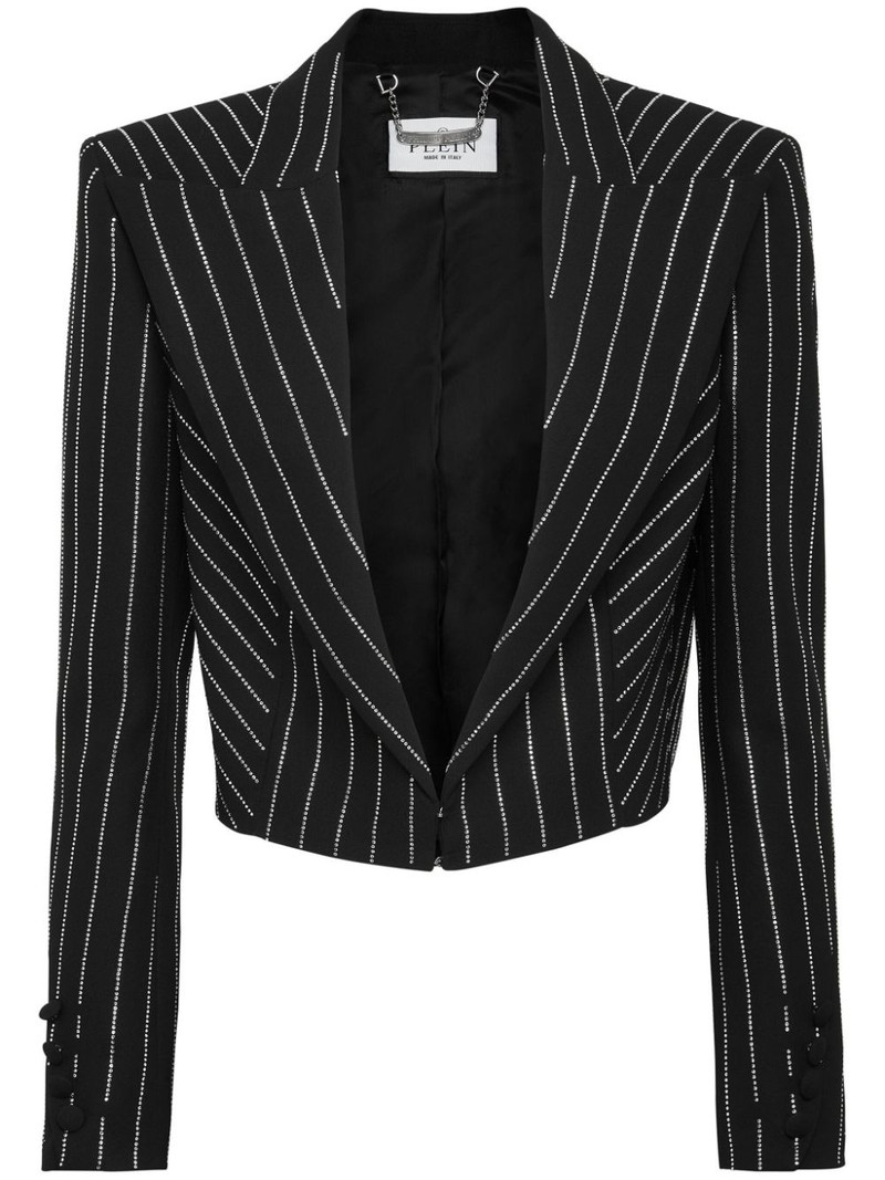Cady crystal-embellished cropped blazer 1
