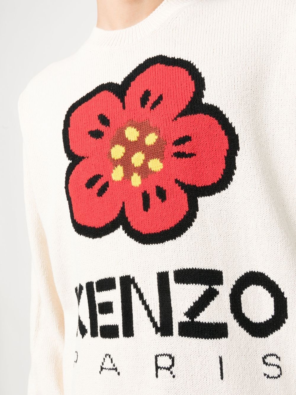 knitted flower logo jumper - 5