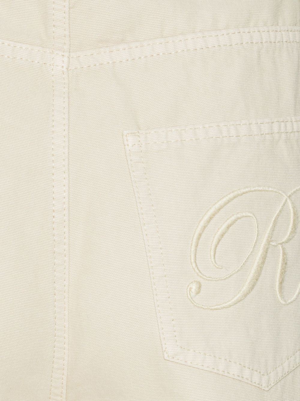 R-embroidery cotton straight-leg jeans - 4