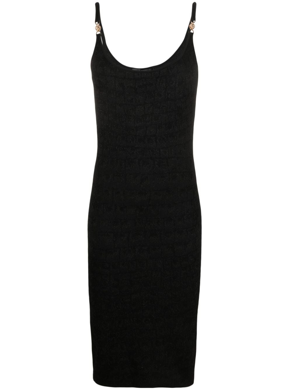 Croc-jacquard sleeveless midi dress - 1