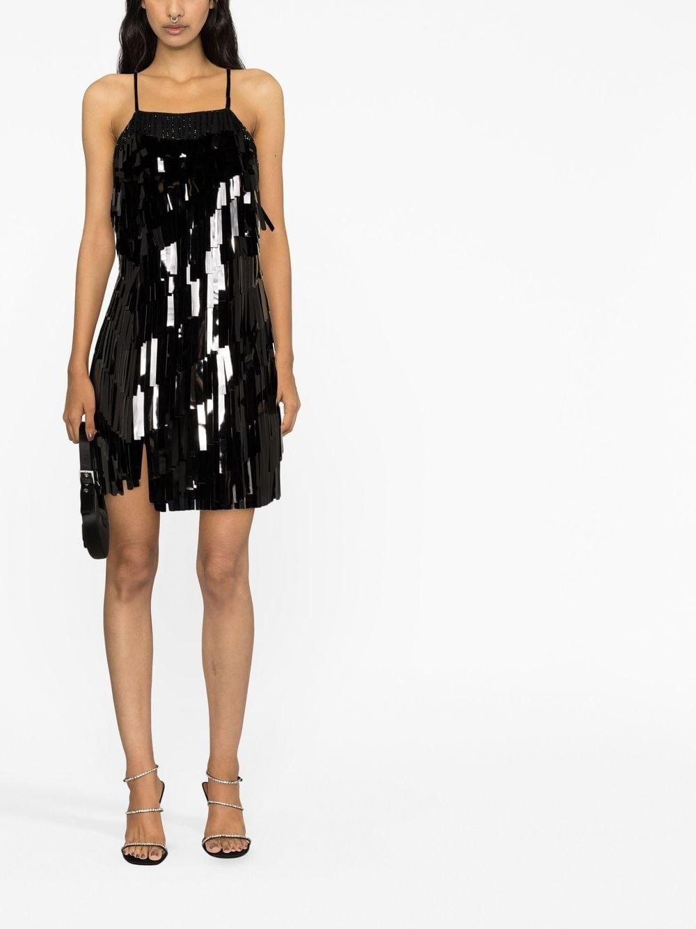 sequin fringe mini dress - 4