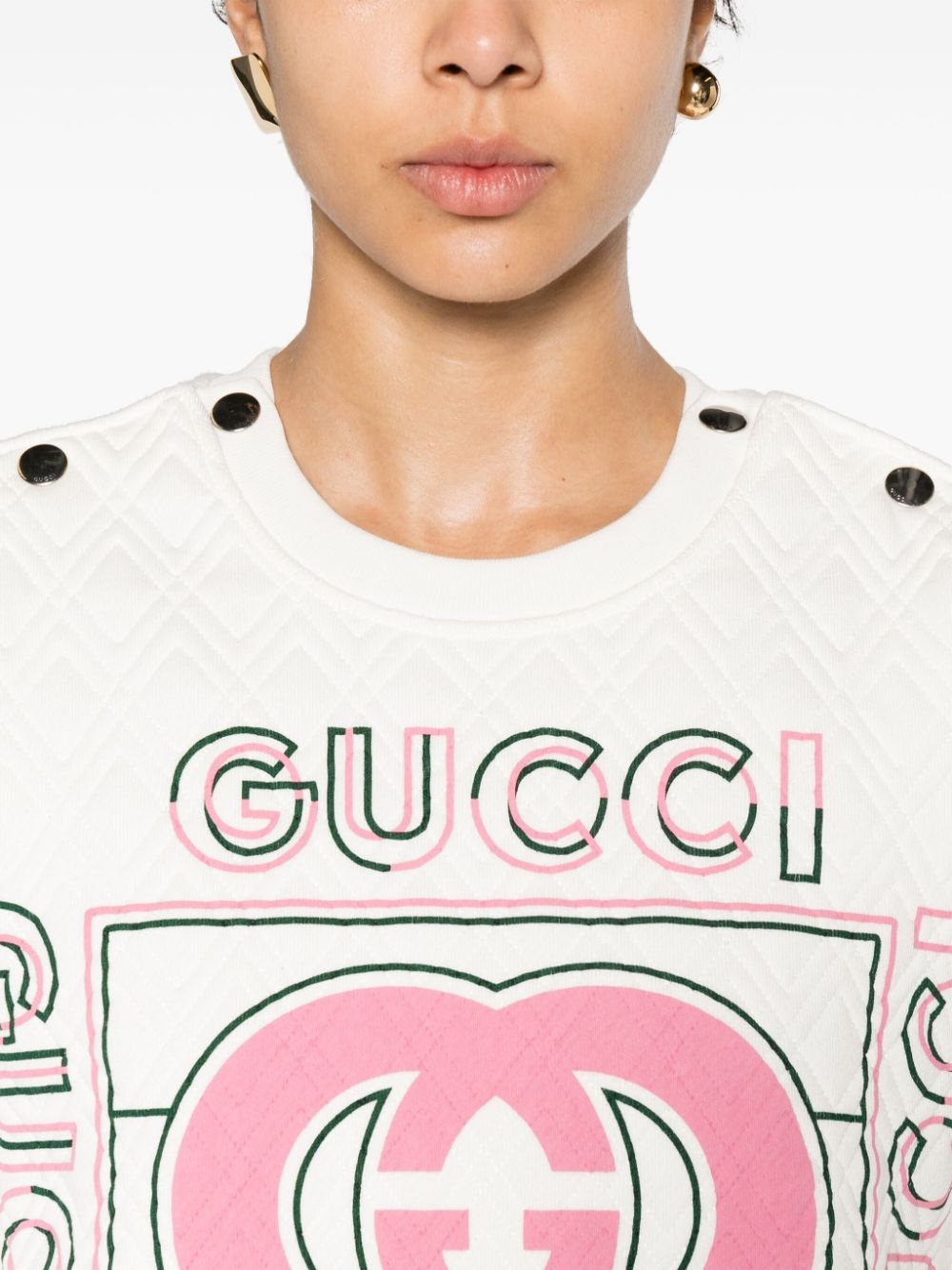 logo-print quilted sweatshirt - 5