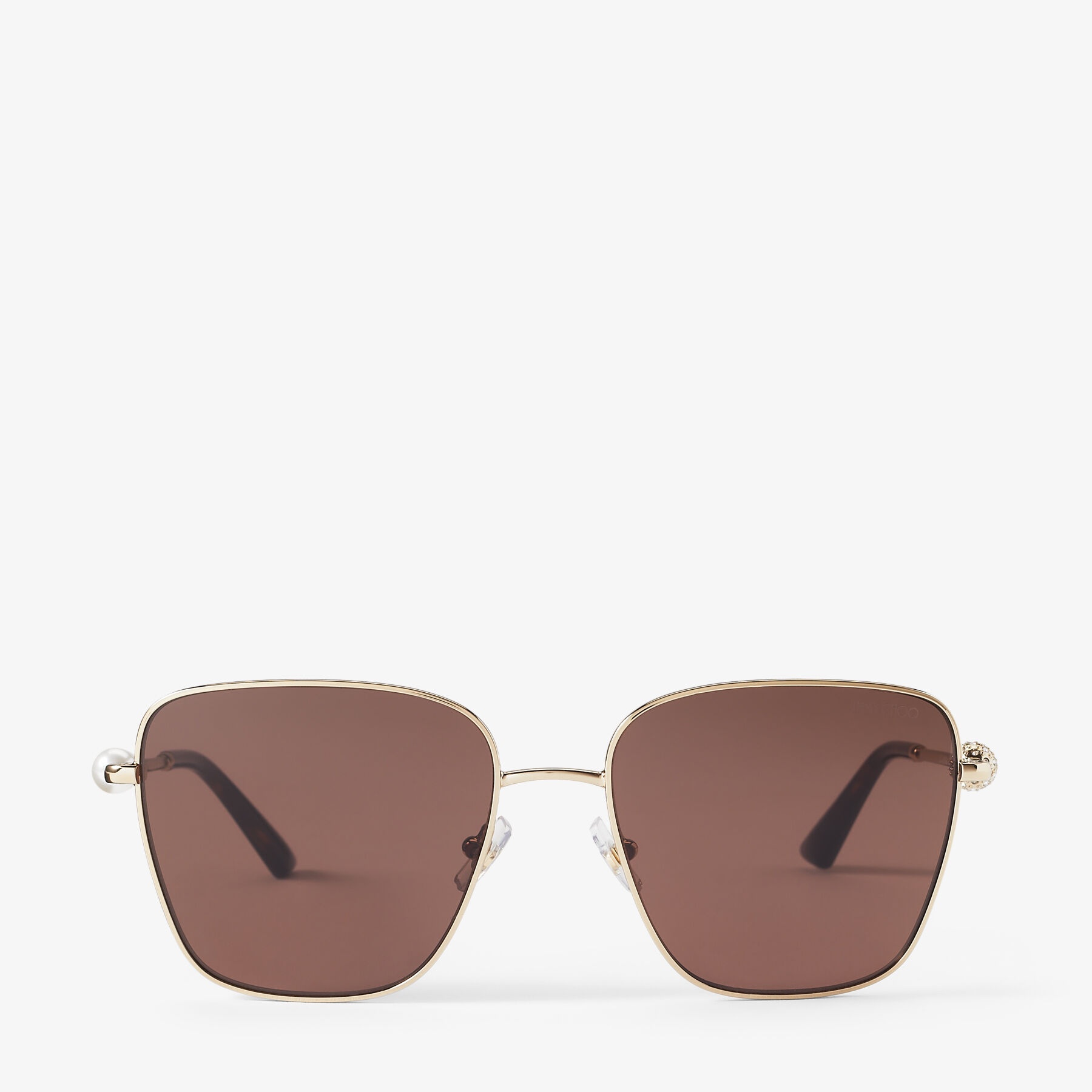 Pua
Pale Gold Square Sunglasses with Crystals - 1