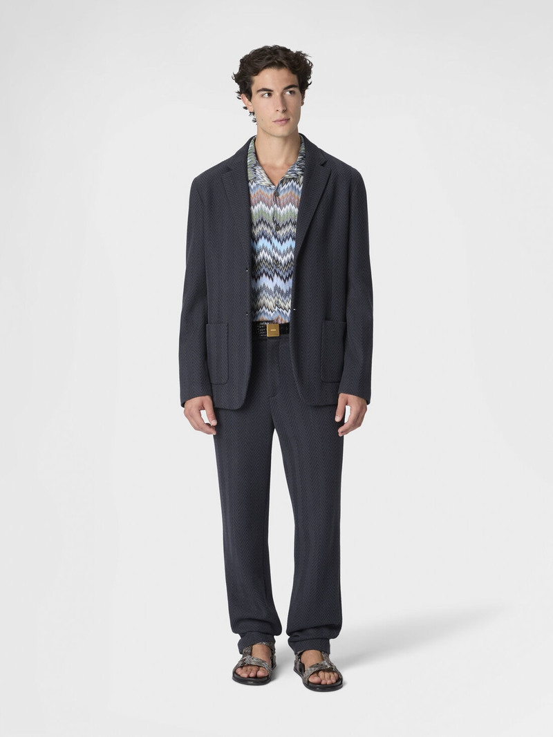Missoni Single-breasted blazer in cotton and viscose with tone-on-tone zigzag pattern outlook