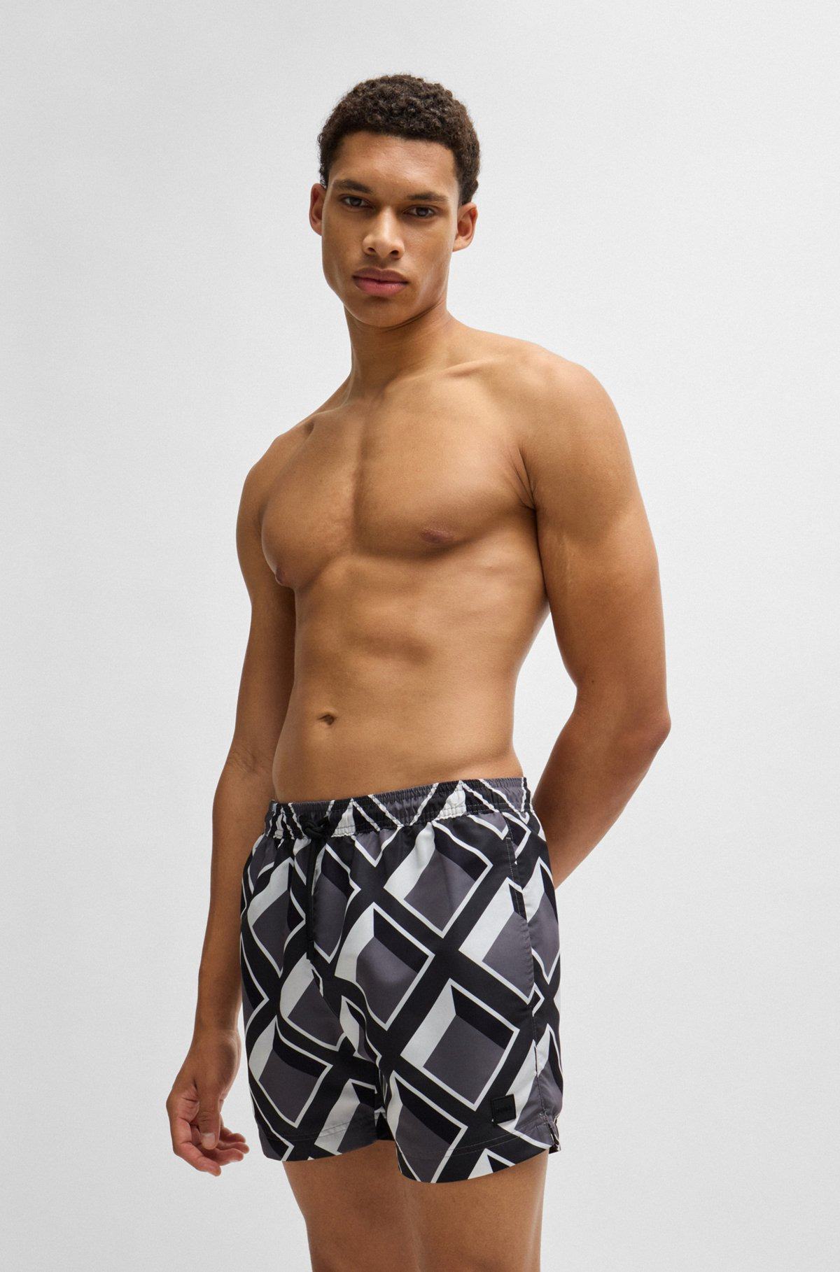 DRAWSTRING-WAIST SWIM SHORTS WITH ALL-OVER PRINT - 2
