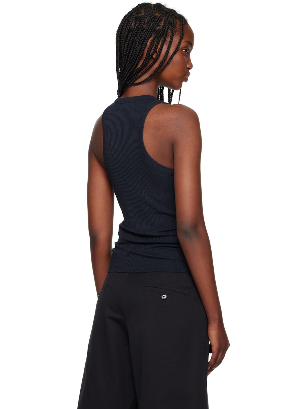 Blue Baby Fox Patch Ribbed Tank Top - 3
