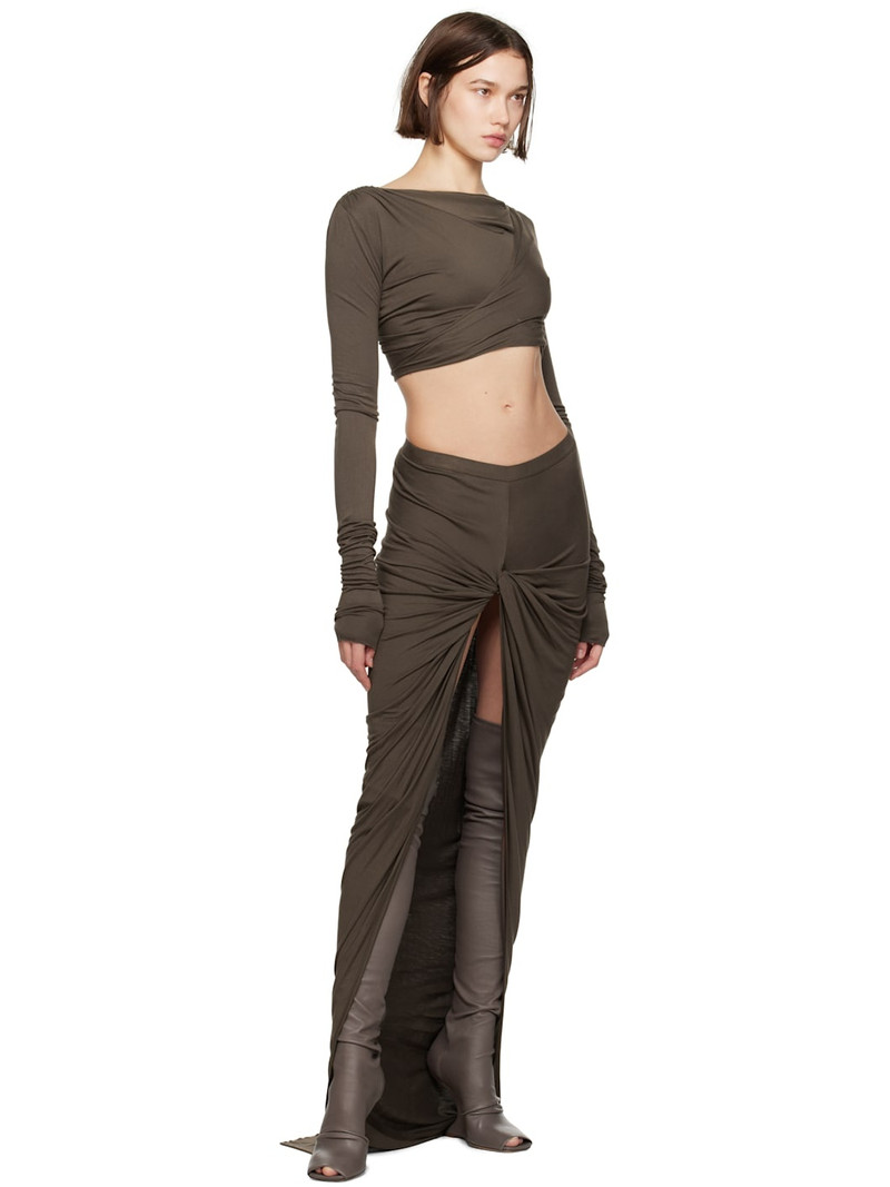 Rick Owens Lilies Taupe Porterville Twist EDFU Maxi Skirt outlook