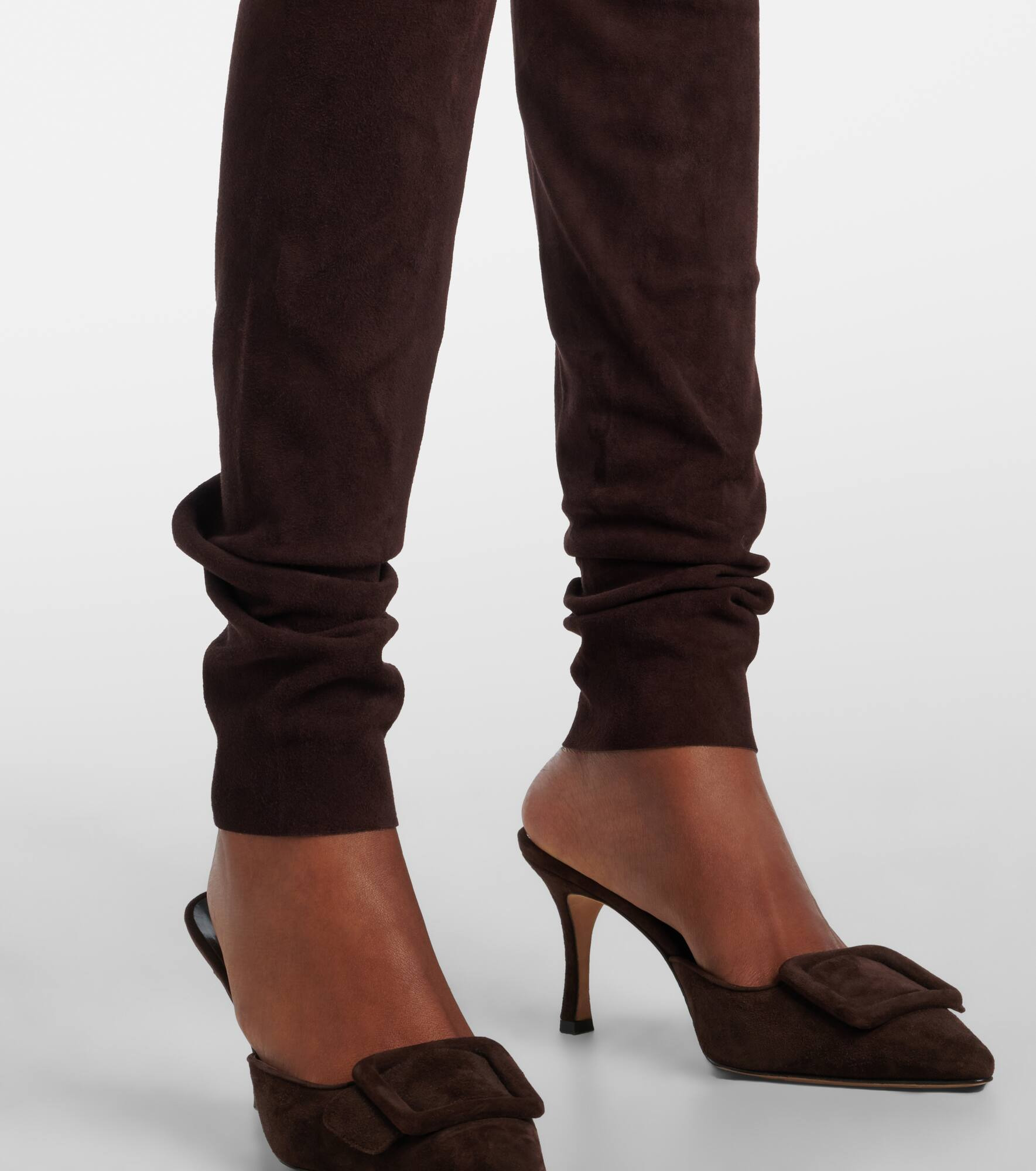 Carolyn mid-rise suede leggings - 5