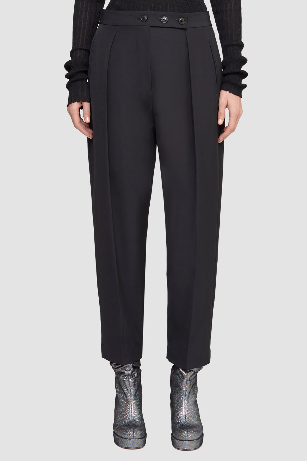High-Waisted Tapered Trousers - 2