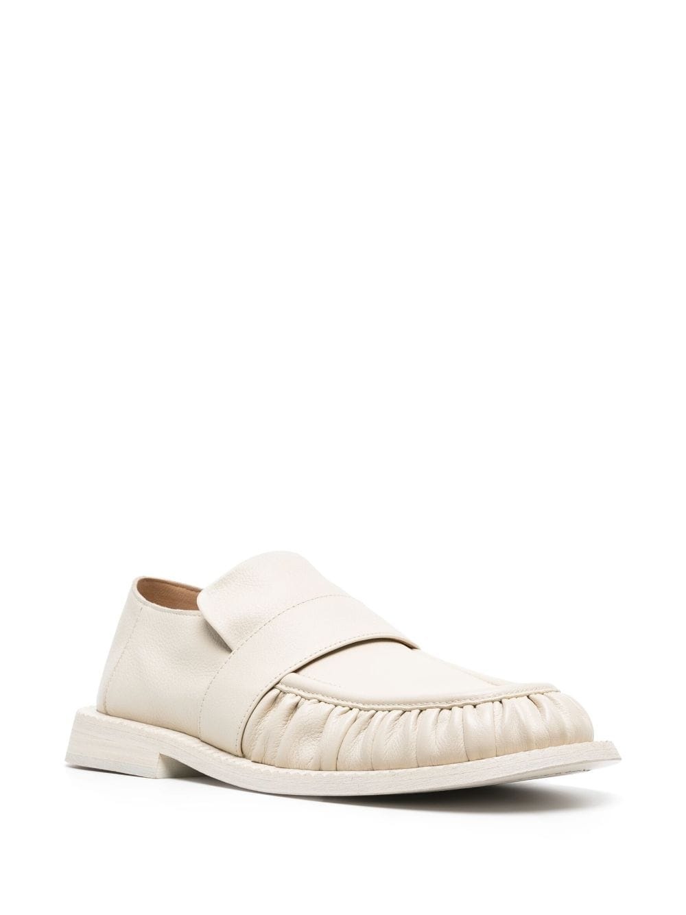 round-toe ruched leather loafers - 2