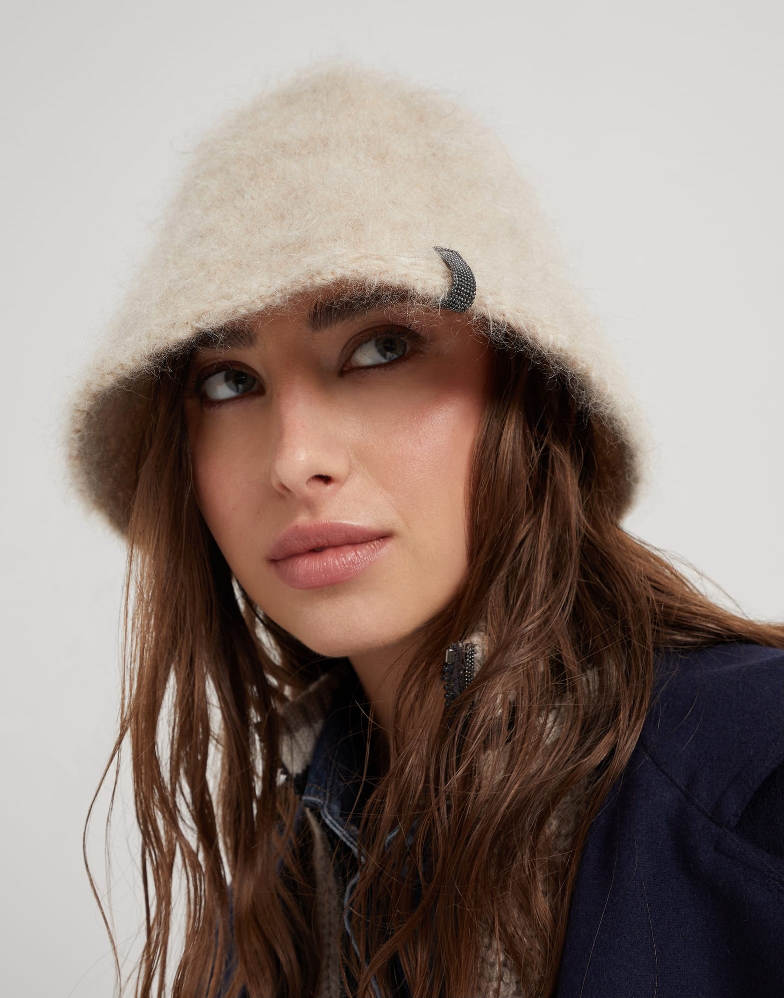 Mohair and wool knit bucket hat with monili - 3