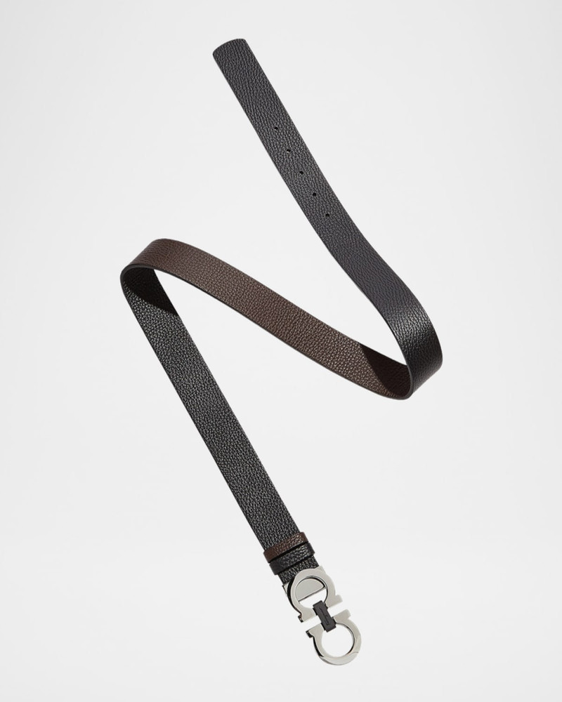FERRAGAMO Moufflon Adjustable & Reversible Double-Gancini Buckle Leather Belt outlook