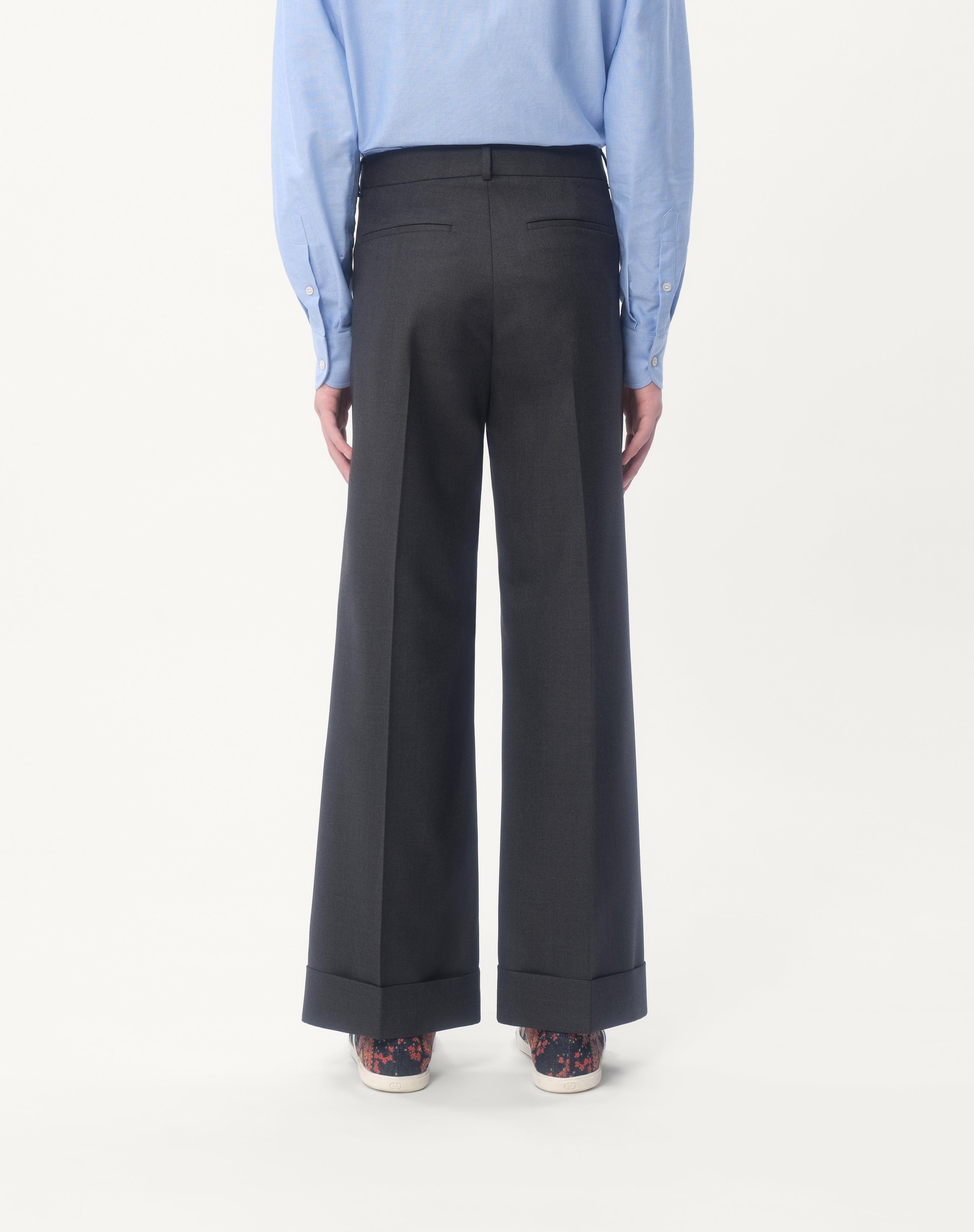 WOOL GABARDINE PANTS WITH TURN-UPS - 7