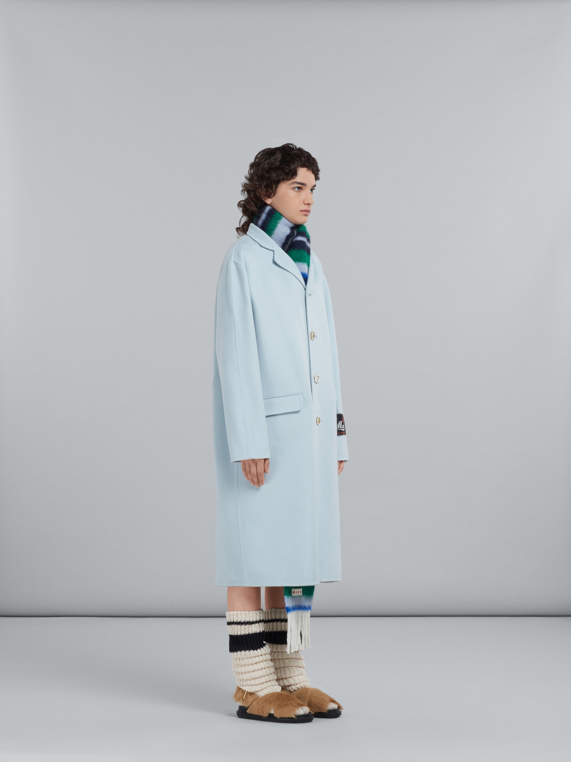 LIGHT BLUE COAT IN WOOL AND CASHMERE - 6